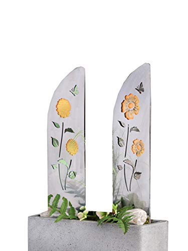 GILDE 1 x LED Solar Steele Blumen Metall Eisen gebürstet m. Klarlack Höhe 65 cm, Gartenstab, Gartenstecker (Links (Stückpreis)) von GILDE
