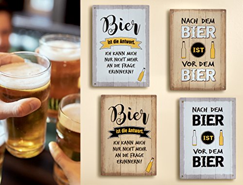GILDE 1 x Schild Weisheit Bier weiß Spruch: Bier ist die Antwort. Ich kann Mich nur Nicht mehr an die Frage erinnern (Bier ist die Antwort (weiß)) von GILDE