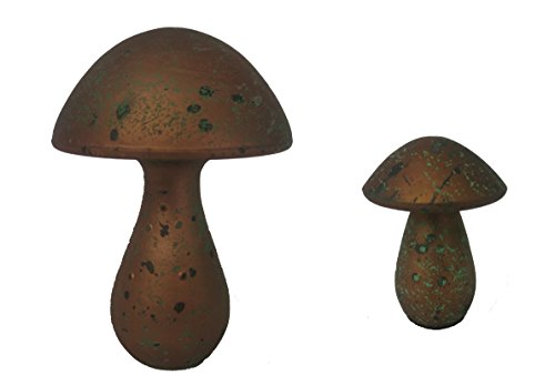 GILDE 2er Set Design-Pilz Drop, Keramik, Bronze-grün, Maße ca.: 10 x 12 cm & 15 x 20 cm von GILDE