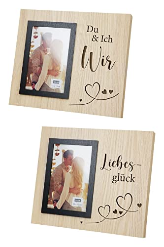 GILDE 2er Set LED Fotorahmen Liebesglück und Du & Ich - Wir naturfarben mit eingeschnitzten Sprüchen und LED-Beleuchtung - ideal als Geschenk für Verliebte und Paare GILDE 2er Set LED Fotorahmen Liebesglück und Du & Ich - Wir naturfarben mit eingeschnitzten Sprüchen und LED-Beleuchtung - ideal als Geschenk für Verliebte und Paare von GILDE
