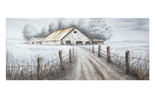 GILDE 3D Bild Landschaft mit Scheune Creme, grau 160 x 70 cm von GILDE