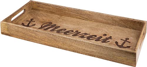 GILDE 41275 Holz Deko Tablett Meerzeit Anker Küchendeko von GILDE