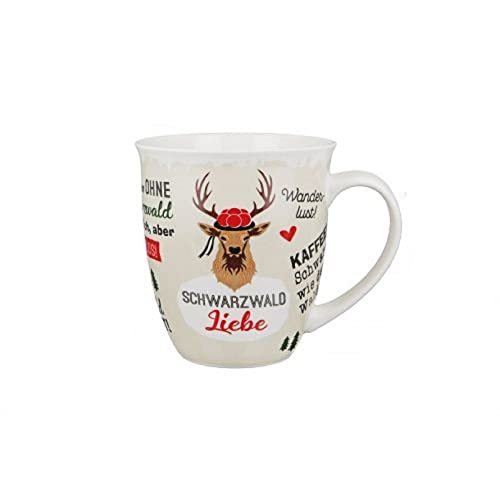 GILDE - 44944 - Kaffeebecher, Jumbo Tasse, Hirsch Schwarzwald Liebe, Porzellan, 11cm x 14cm x 10,2cm, 400ml von GILDE