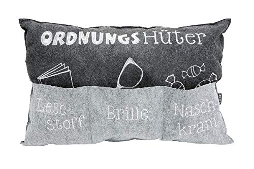 GILDE - 45518 - Ordnungshüter Kissen, Stoff, grau, 60cm x 40cm, Polyester, waschbar von GILDE