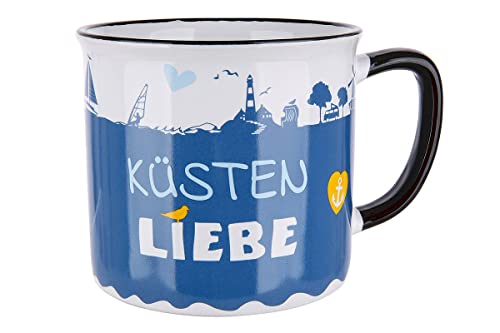 GILDE - 46910 - Kaffeebecher, Küsten Liebe, Keramik, 9,5cm x 8,5cm von GILDE
