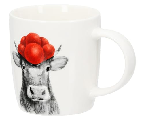 GILDE - 58503 - Kaffeebecher, Kuh mit Bollenhut, Porzellan, 9cm x 8,5cm, 380ml von GILDE