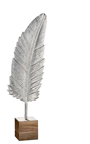 GILDE Alu Feder auf Base - Aluminium auf Holz H 53 cm B 14 cm T 7,5 cm von GILDE