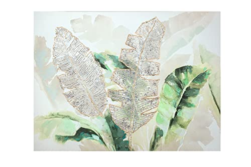 GILDE Deko Bild auf Leinwand - Wandbild - Blätterflora - 90 x 120 cm von GILDE