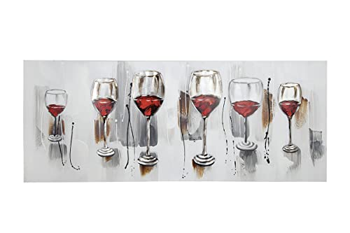 GILDE Bild Gemälde Weinprobe (BxHxT) 130 x 50 x 3 cm farbig handgemalt, m.Aluminium Elementen von GILDE