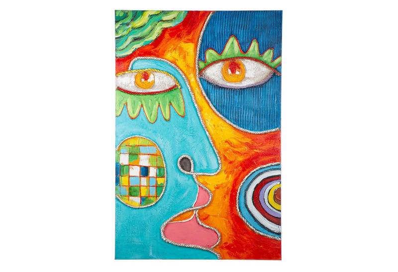 GILDE Bild VISAGE Bild - mehrfarbig - Holz, Leinwand - H. 120cm x B. 80cm, Gesichtsmotiv (1xBild), Bilder - Wanddeko - Wandbild - Deko Wohnzimmer von GILDE