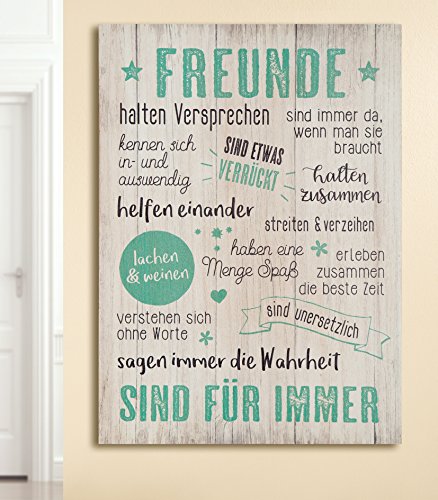 GILDE Bild Weisheit Freunde Creme Mint/schwarz Höhe 50 cm von GILDE