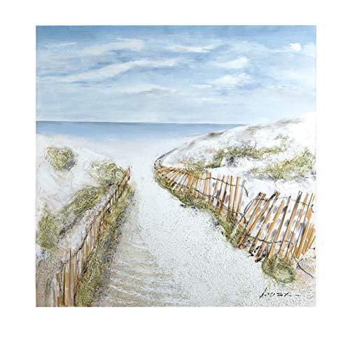GILDE Bild XL - Weg Dünen-Idylle - Meer - Strand - Gemälde handgemalt in 3D - 100 x 100 cm von GILDE
