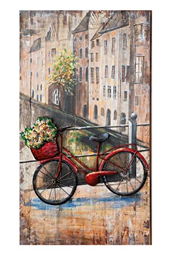 GILDE Bild xl - Blumen Fahrrad - Deko Wohnzimmer - 70 x 120 cm, mehrfarbig von GILDE