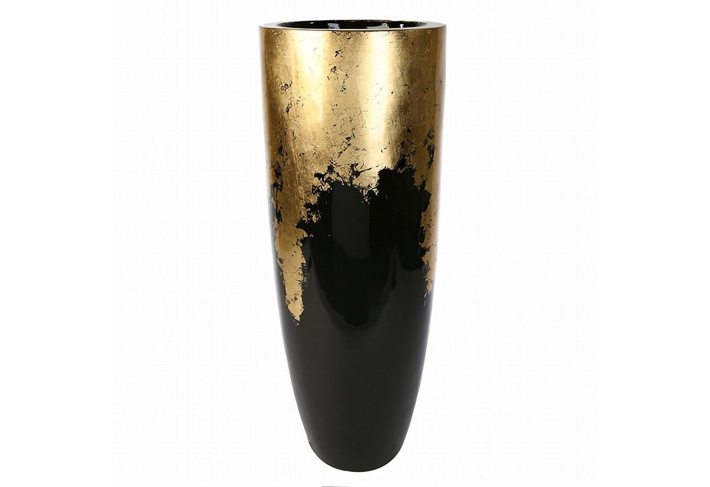 GILDE Blumentopf GILDE Pflanzgefäß Konus - gold-schwarz - H. 75cm x D. 35cm von GILDE