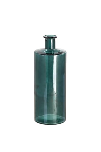 GILDE große Deko Vase XL Bodenvase aus reyceltem Glas - Glasvase Arturo - Deko Wohnzimmer Farbe: Grün Petrol Höhe 75 cm von GILDE