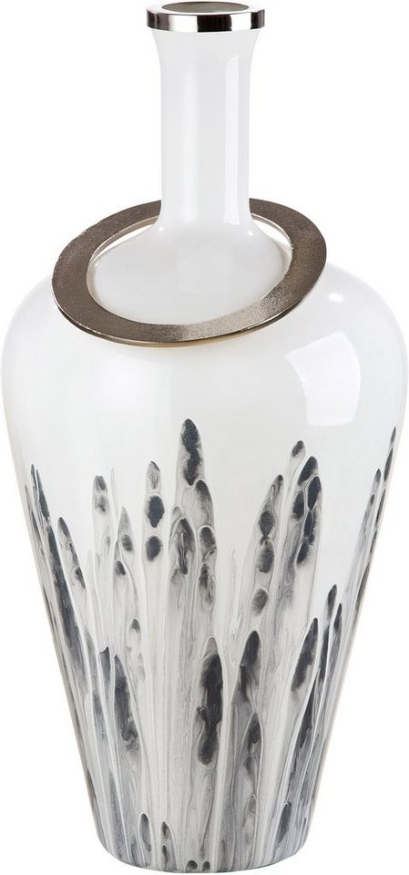 GILDE Bodenvase Statuario, durchgefärbtes Glas, mit Metallring von GILDE