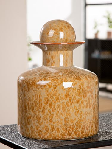 GILDE Deckelvase Mora Keramik Braun, 29 cm Höhe, 21 cm Durchmesser, Dekorative Vase von GILDE