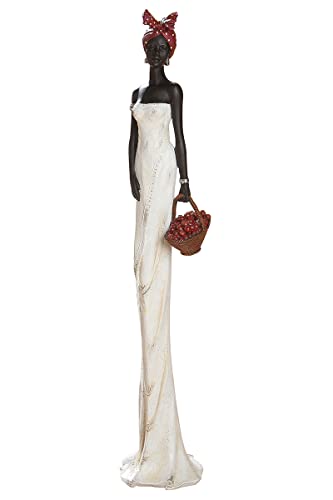 GILDE Deko Figur Afrikanerin Tortuga - Skulptur aus Kunstharz - Geschenk Dekoration Wohnzimmer Fensterbank - Farbe: braun, cremeweiß mit Früchtekorb H 82 cm GILDE Deko Figur Afrikanerin Tortuga - Skulptur aus Kunstharz - Geschenk Dekoration Wohnzimmer Fensterbank - Farbe: braun, cremeweiß mit Früchtekorb H 82 cm von GILDE