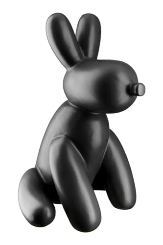 GILDE Deko Figur Ballon Hund Skulptur - Moderne Sculpture Dekoration Hündchen sitzend Statue matt Schwarz - Höhe 25 cm von GILDE