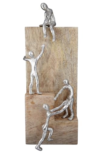 GILDE Deko Figur Skulptur Helping Hand - Aluminium Mangoholz - Deko Wohnzimmer - Geschenk Weihnachten Geburtstagsgeschenk - Farben: Natur Silber - Höhe 39 cm von GILDE