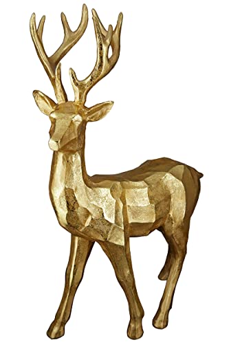 GILDE Deko Figur Skulptur Hirsch stehend - XL Weihnachtsdekoration Innenbereich - Deko Advent - Farbe: Gold - Höhe 43,5 cm Breite 29,5 cm von GILDE