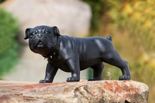 GILDE Deko Figur Skulptur Hund - Bulldogge Bobby - mit Nietenhalsbank - schwarz ca. 69 x 38,5 x 30 cm von GILDE