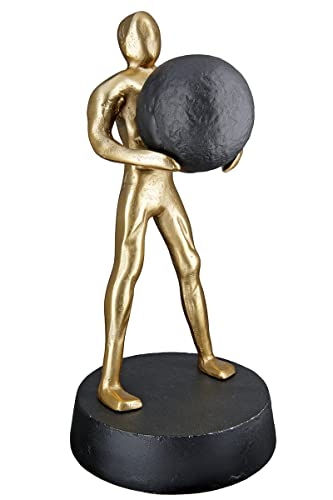 GILDE Deko Figur Skulptur Strong Stark XL - Moderne Kunst und Dekoration aus Kunstharz - Fabe: Gold - Höhe 32 cm von GILDE