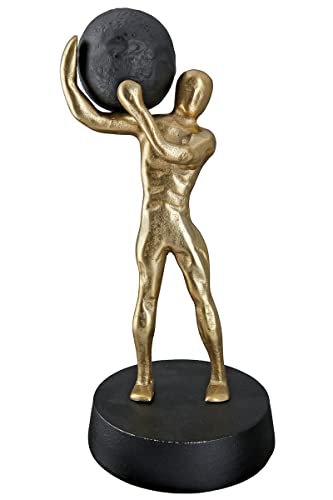 GILDE Deko Figur Skulptur Strong Stark XL - Moderne Kunst und Dekoration aus Kunstharz - Farbe: Gold - Höhe 35,5 cm von GILDE