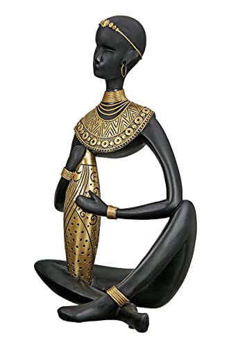 GILDE Deko Figur Skulptur aus Kunstharz - afrikanische Dekoration Safari - Farbe: schwarz Gold - Höhe 32,5 cm von GILDE