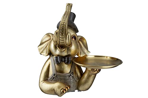 GILDE - Deko Figur Tierfigur Elefant - Elephant Skulptur aus Poly - Dekoration Wohnzimmer - Höhe 26 cm Farbe: Gold von GILDE