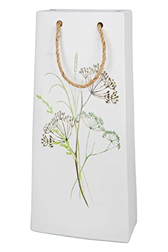 GILDE Deko Gefäß Handtasche aus Keramik - Deko Wohnzimmer - für Kunstblumen Tockenblumen getrocknete Gräser - weiß Höhe 32 cm von GILDE