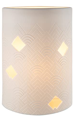 GILDE Deko Lampe Tischleuchte - aus Porzellan weiß - Fassung E14, max. 40 Watt - Höhe 28 cm von GILDE
