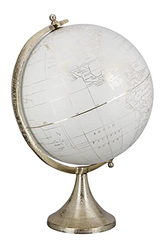 GILDE Deko Objekt Globus aus Aluminium - Accessoire und Dekoration Wohzimmer - Geschenk - Farbe: Creme Gold - Höhe 46 cm von GILDE