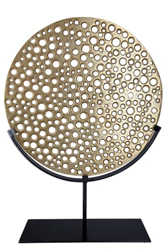 GILDE Deko Objekt Skulptur Hive - Aluminium auf Metallständer - Deko Fensterbank Wohnzimmer - Geschenk Weihnachten Geburtstag - Farben: Gold Schwarz Höhe 42 cm von GILDE