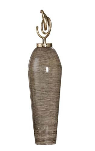 GILDE Deko Objekt Skulptur XXL Stripes aus Metall mit emaillierter Oberfläche - Accessoire Dekoration Wohnzimmer - Geschenk für Frauen - Braun Höhe 66 cm von GILDE