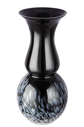 GILDE Deko Pokal Vase groß schwarz weiß - Moderne Dekovase Dekoobjekt Glasvase Blumenvase handgefertigt aus Farbglas - Höhe 43 cm von GILDE