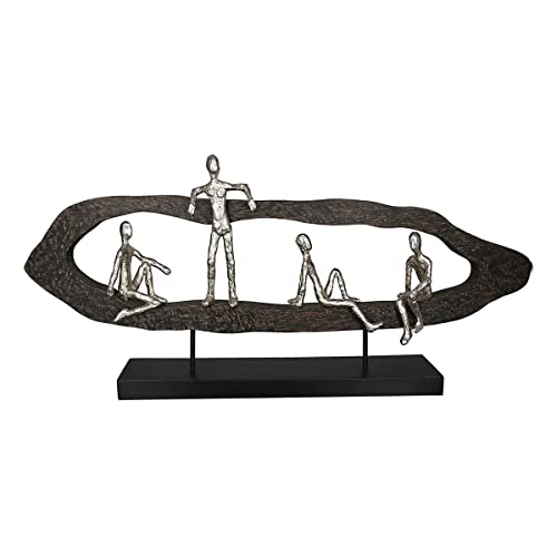 Casablanca modernes Design GILDE Deko Skulptur Figur - Beste Freunde - Hang Out Silber, Holz/Alu - Breite 75 cm von Casablanca modernes Design