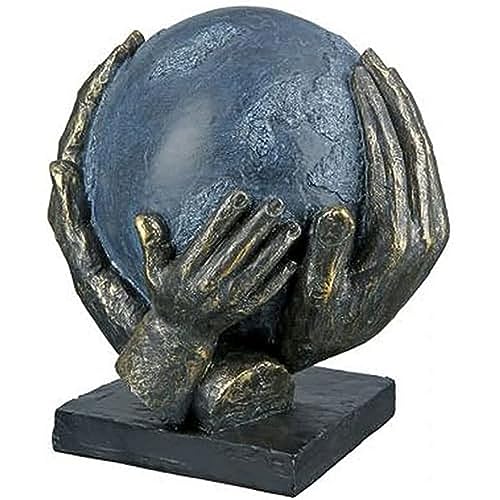 Casablanca modernes Design GILDE Deko Skulptur Figur Save The World - Weltkugel in Händen - Höhe 19 cm von Casablanca modernes Design