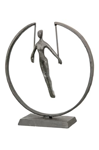 GILDE Deko Skulptur Gymnast Turnerin - Figur Frau im Ring - Frauenfigur Deko Wohnzimmer Schlafzimmer - Farbe: Braun - 20 x 21 cm von GILDE