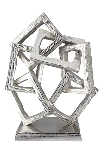 GILDE Deko Skulptur Objekt Square - Quadrate aus Aluminium - Farbe: Silber - Höhe 37 cm von GILDE