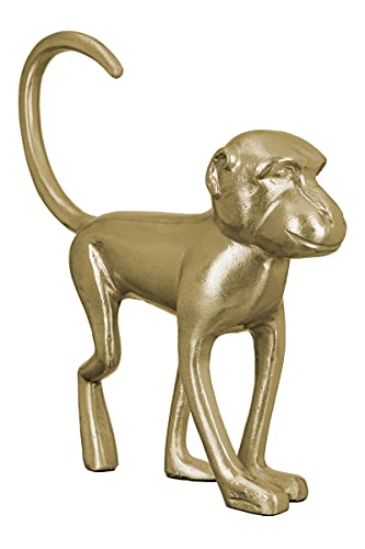 GILDE Deko Skulptur Tier Figur AFFE - aus Aluminium - Dekofigur Accessoire Wohnzimmer Büro - Geschenk - Farbe: Gold - Höhe 34 cm von GILDE