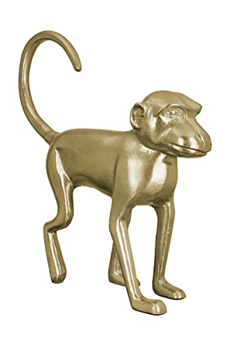 GILDE Deko Skulptur Tier Figur AFFE - aus Aluminium - Dekofigur Accessoire Wohnzimmer Büro - Geschenk - Farbe: Gold - Höhe 45 cm von GILDE