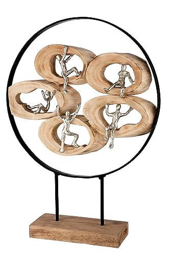 GILDE Deko Skulptur - aus Holz und Aluminium - silberfarbene Deko Wohnzimmer Geschenk für Frauen Weihnachten - Höhe 39 cm von GILDE