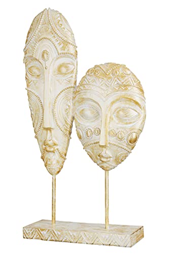 GILDE Deko SkulpturKopf Köpfe Masken - zum Stellen - Farbe/weiß/Gold, mit Verzierungen - Höhe 3 cm von GILDE