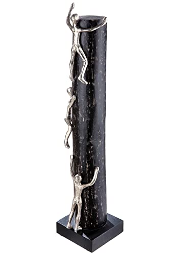 GILDE Deko Skupltur aus Holz/Aluminium - Kletterer - Bergsteiger - hoch hinaus - schwarz Silber - Höhe 55 cm von GILDE