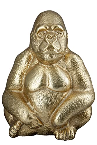 GILDE Deko Tier Figur Skulptur Gorilla - Moderne Kunst und Dekoaration aus Kunstharz - Farbe: Gold - Höhe 27 cm von GILDE