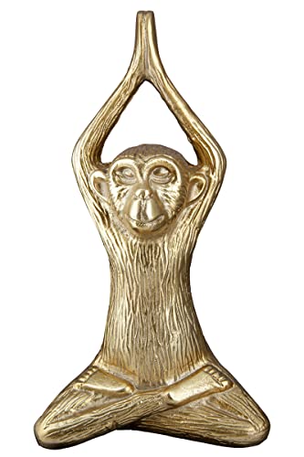 GILDE Deko Tierfigur Skulptur Yoga AFFE Monkey - Moderne Kunst und Dekoraion aus Kunstharz - Farbe: Gold - Höhe 28,5 cm von GILDE