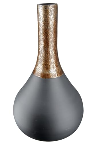 GILDE Deko Vase Flaschenvase aus Glas - Blumenvase Moderne Deko Wohnzimmer Tischdeko - Farbe: Schwarz Gold - Höhe 37 cm von GILDE