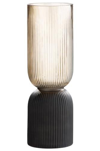 GILDE Deko Vase Glasvase - Blumenvase Windlicht aus Glas - Deko Herbst Winter - Farbe: Braun Schwarz Höhe 31,5 cm von GILDE