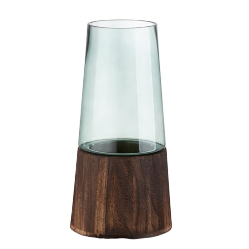 GILDE Deko Vase Glasvase - Materialmix Glas und Holz - Deko Wohnzimmer Geschenk für Frauen - Farben: braun grün - Höhe 28,5 cm von GILDE